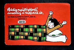 MÉH rajzos grafikus kártyanaptár 1986