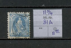 CH 10 - Svájc 1905/1907 - Álló Helvetia 25c kék (Michel 81A), pecsételt