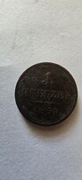 1 Kreuzer 1851 "G" – Ritka, Csehországi (Graslitz) Kiadás