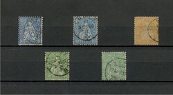 CH 1 - Svájc bélyeg tétel (5 db) - Ülő Helvetia (1862) + ritkább 40c (Kat. ár 60€)