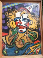 Scheiber H szignóval Önarckép bohóc arccal 40/54cm vászon, olaj 1930 körül, bal sarokban sérülés