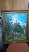 OSZTRÁK ALPESI TÁJ eredeti keretével SZIGNÁLT W.P.  OLAJ/VÁSZON 50X62 cm VÁSZON-MÉRET