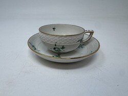 Óherendi zöld virágos porcelán kávés csésze és csészealj  Nr.3.