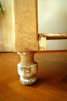 Antik szecessziós rusztikus shabby fa asztal konyhaasztal étkezőasztal munkaasztal réz fogantyú