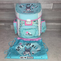 Lizzy Card French Bulldog patterned hard-shell school bag and gym bag set
