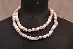 Vintage Mother-of-Pearl and Glass Bead Necklace in Pastel Colors