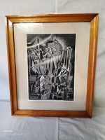 Goór Imre (1921-2016) Szobor,madár,halak grafikai alkotás
