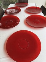 Huge Red Glass Plates for Decoration, 43 cm Diameter