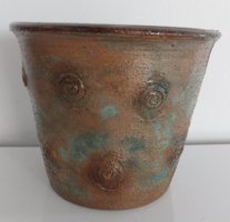 Antiqued Handcrafted Embossed Snail-shaped Flower Pot, Ceramic Flower Container