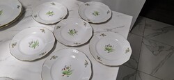 Herendi Hecsedli mintás porcelán lapos tányér szett