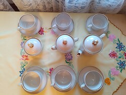 Régi 6 személyes aranyozott porcelán teáskészlet – 15 részes
