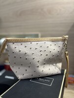 Genuine Ostrich Leather Makeup Bag – Cream Color