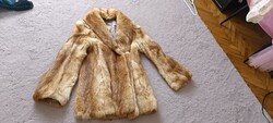 Vintage Beige-Honey Colored Fur Coat, Elegant Feminine Cut