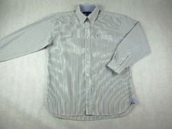 ORIGINAL TOMMY HILFIGER (L / XL) ELEGANT THIN STRIPED LONG SLEEVE MEN'S SHIRT