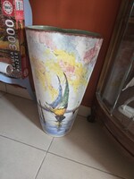 Ritka, 60 cm-es ZAGO ITALY monumentális olasz majolika padlóváza / esernyőtartó (1950-60s)