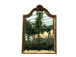 Arched Gilded Baroque Wooden Framed Faceted Wall Mirror