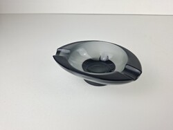 Retro Black Glass Ashtray, Ash Holder