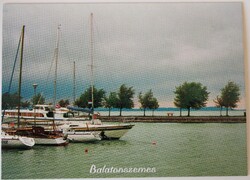 Képeslap, Balatonszemes, Kikötő a vihar előtt (K9)