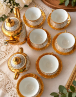 Bavaria vintage porcelán teáskészlet, aranyozott