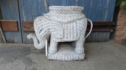 Wicker vintage rustic elephant flower holder.