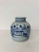 Antik kínai porcelán tea gyömbér tartó váza Kína Ázsia gyömbértartó fedele sérült 369