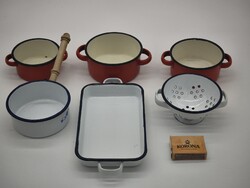 Retro mini enamelware set – Rare baby kitchen / decorative set (6 pcs)
