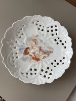 Antik áttört porcelán dísz tányér puttós gyönyörű.
