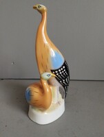 Retro Hollóházi porcelán gyöngytyúk pár – Hibátlan, „BUGI” mesterjeggyel, jelzett