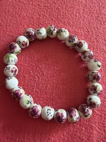 Very beautiful burgundy purple floral porcelain bracelet