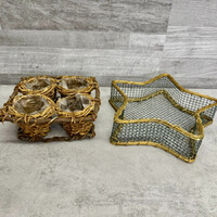Star-shaped Wire Mesh Decorative Basket, Rustic Small Pot Set