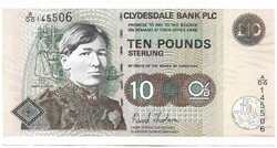 10 font pound pounds 2004 Clydesdale Bank D. Thornburn Skócia Gyönyörű