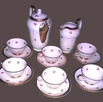 1900'S.i viktoriánus aranyozott THUN TK cseh porcelán teás készlet 6 személyes képek szerint
