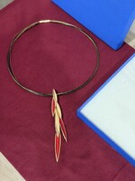 Pierre Lang designer necklace with red enamel pendant