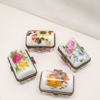 Porcelain Jewelry Box Set with Floral and Baroque Pair Decorations