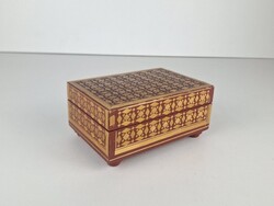 Jewelry box made of wood, decorative ornament on it