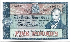 5 font pound pounds 1964 British Linen Bank Skócia Gyönyörű