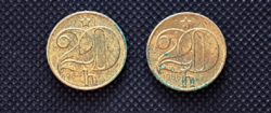 2 db régi csehszlovák 20 haléř – 1984 és 1986