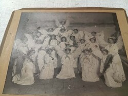 Black-and-White Antique Cabinet Photo of a Group in Angel Costumes