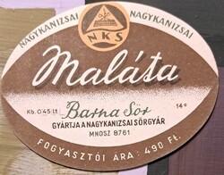 Nagykanizsai Maláta brown beer – old NKS beer label, 4.90 Ft