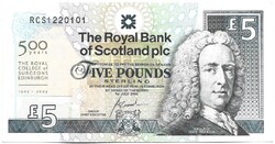 5 font pound pounds 2005 Royal Bank of Scotland Skócia Gyönyörű