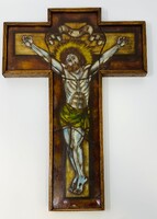 ArtDeco Wildenberg&Welten Marked 'opaline' Glass Crucifix