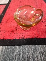 Amber/Golden Yellow Thick-Walled Glass Ashtray