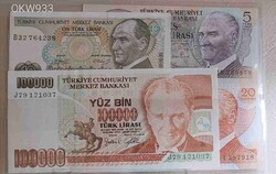 RÉGI TÖRÖK LÍRA BANKJEGY GYŰJTEMÉNY – ATATÜRK – UNC, FORGALOMBA NEM KERÜLT