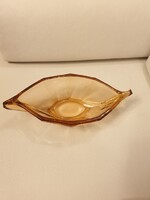 Art Deco oval glass bowl, amber color