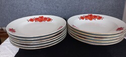 Zsolnay Art Deco Floral Pattern Signed Porcelain Plate Set
