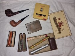 Retro pipák, tokos szipkák, fémdobozok és tárca gyűjtemény