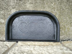 Antik Szecessziós Art Deco kályha előtét Szikrafogó hamus díszes mintával! Eredeti régi öntöttvas!