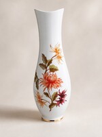 Hollóházi porcelán asztali váza (31 cm) - Dália / őszi virág mintás