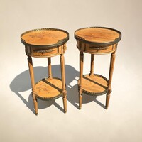 Antique Inlaid Small Table Pair