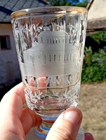 Antik Biedermeier fürdőpohár XlX sz. közepe/vége, fújt, csiszolt